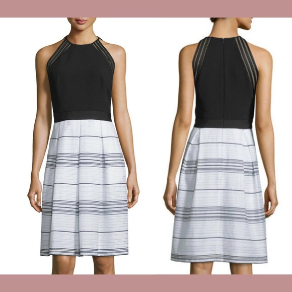 NWT $485 Carmen Marc Valvo [SZ 10 ]‎ Sleeveless Combo Striped Dress - Picture 1 of 7